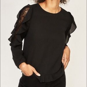Worn once! Zara black long sleeve lace top.